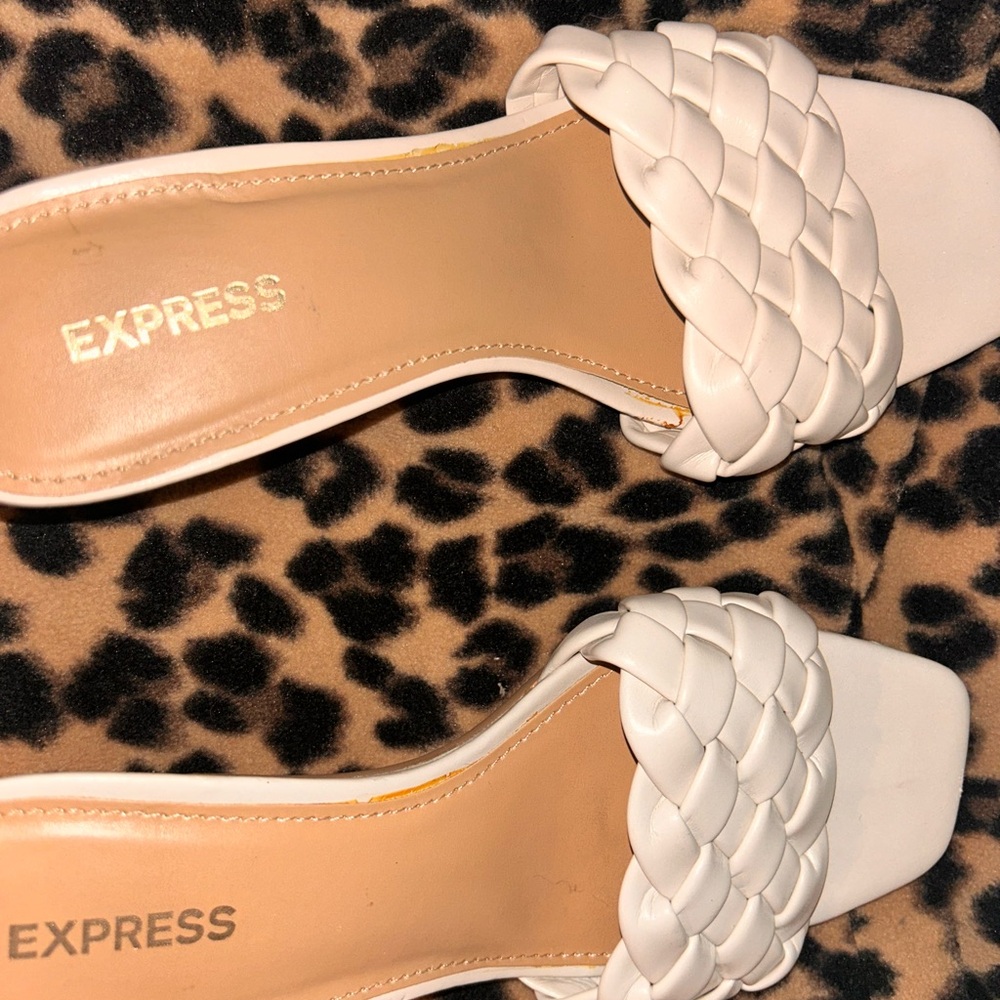 Express Women's White Braided Sandals - Picture 1 of 4